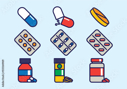 Comprehensive collection of health and wellness supplement icons for digital and print applications