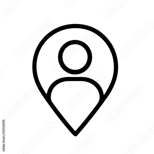 Minimalist Outline Person Location Pin Sign Shape Icon Element