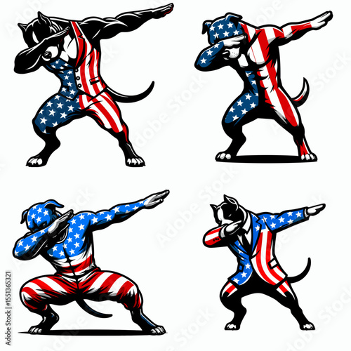Pittbulls Dog. Dabbing Independence Day 4th of July American Flag Patriotism Usa Funny Clipart Line Art Vector Illustration. About pit bull breed pet canine info and adoption guide for this.