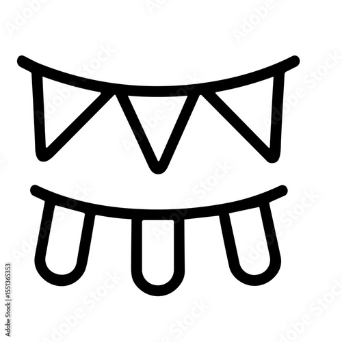 Simple Line Drawing Celebration Bunting and Garland Decoration Party Element