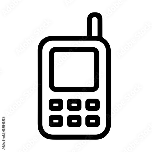 Simple Outline Cellphone with Antenna Telecommunication Device Icon Illustration
