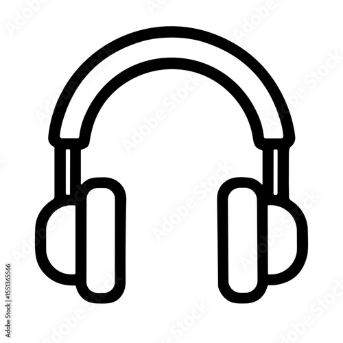 Minimalist Outline Headphone Musical Sound Equipment Device Line Art Illustration