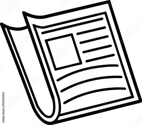 Simple Black and White Newspaper Icon for News and Information Design