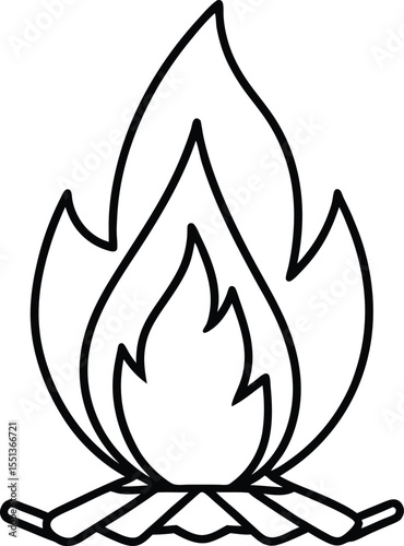 campfire icon line art vector illustration on transparent background