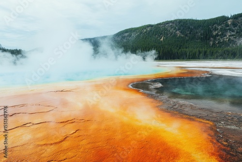 Vibrant Colors of Thermal Springs in Yellowstone National Park
