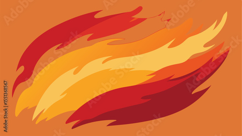 Abstract fiery flame shape in gradients of orange and red colors offering a dynamic background