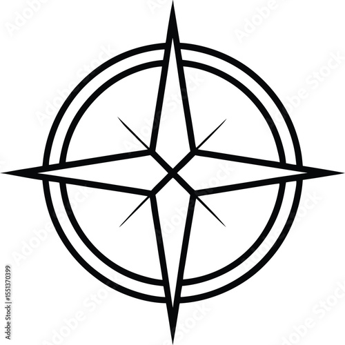 compass icon line art vector illustration on transparent background
