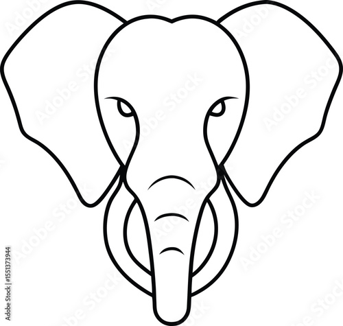 elephant head icon line art vector illustration on transparent background