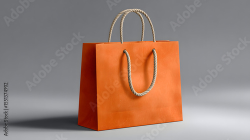 Orange Shopping Bag: A vibrant orange shopping bag, with rope handles, perfectly captures the essence of retail, commerce, and the delight of acquiring something new.