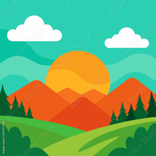 Nature scenery nature vector landscape background.