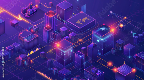 Global Supply Chain Network Visualization Isometric Illustration