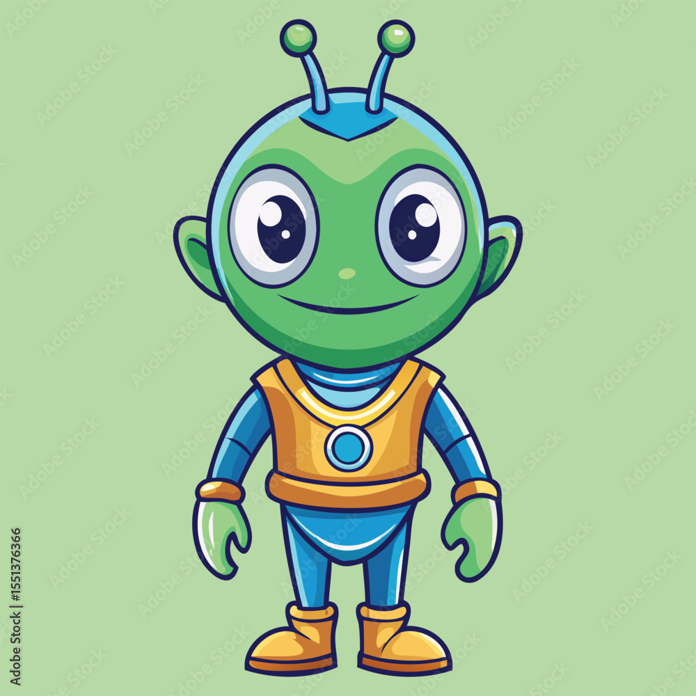 Obraz premium Cute Alien Cartoon Character Illustration