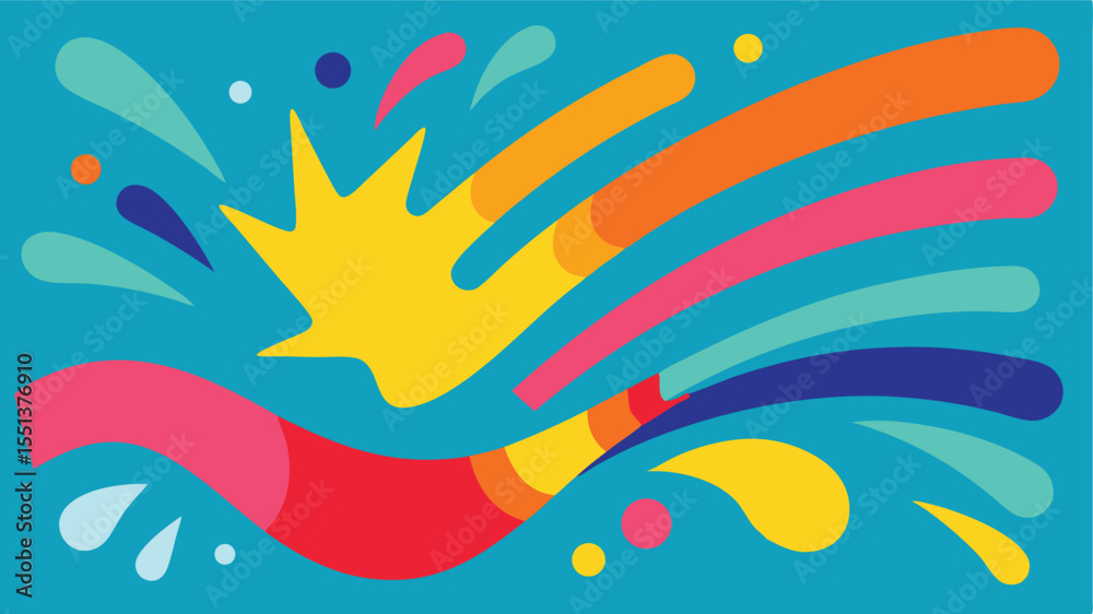 Fototapeta premium Abstract colorful modern illustration featuring geometric shapes and playful composition for various applications.