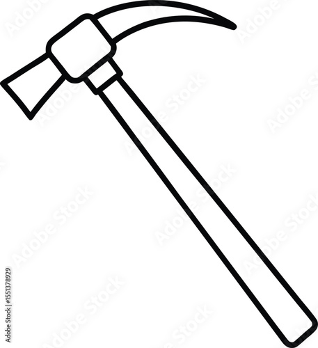 hammer icon line art vector illustration on transparent background