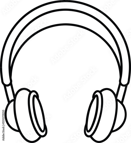 headphones icon line art vector illustration on transparent background