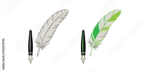 Elegant Handwriting with a Vintage Feather Quill Pen on Old Paper