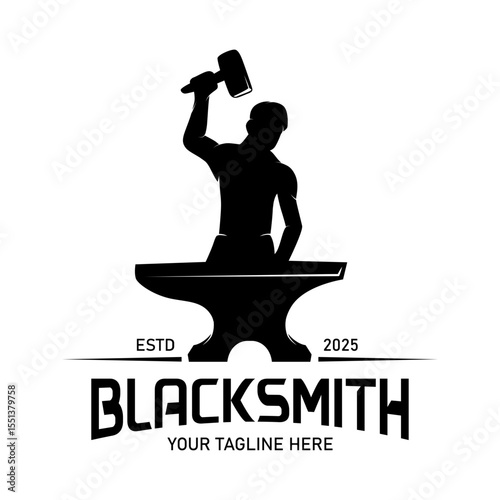 blacksmith logo silhouette vector