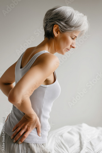 Mature Woman Holding Back Pain Suffering Injury Health Problem Aging Condition Therapy