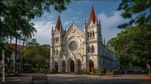 Asian Catholic. Historic Santa Cruz Cathedral Basilica, Kochi - Indian Christian Church Architecture
