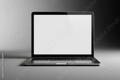 Laptop computer with blank white screen isolate on white background. screen mockup template ,post, annoncer, pomme, application, arrière-plan, noir, blanc, affaires, communication, 