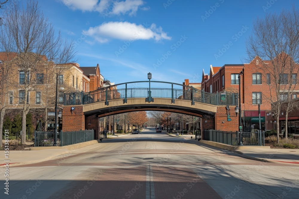 Fototapeta premium Aurora Illinois. American Architectural Background with Brick Buildings in Aurora Town