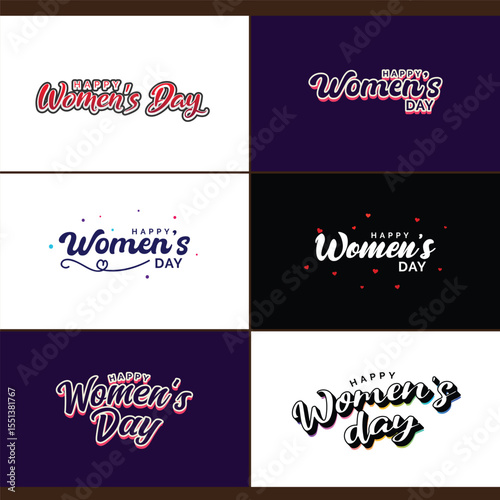 Set of elegant women s day logos celebrating femininity and empowerment with vibrant colors