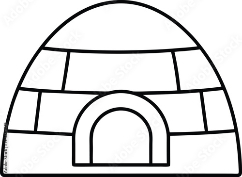 igloo icon line art vector illustration on transparent background