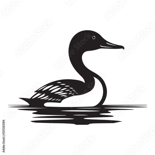 Loon bird on water silhouette