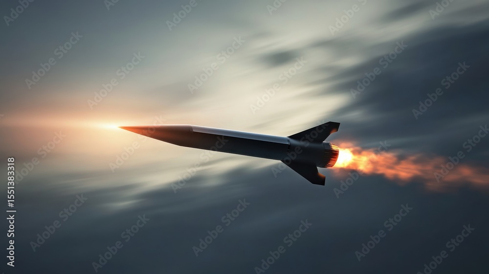 Fototapeta premium Missile launching into the sky during daytime atmosphere