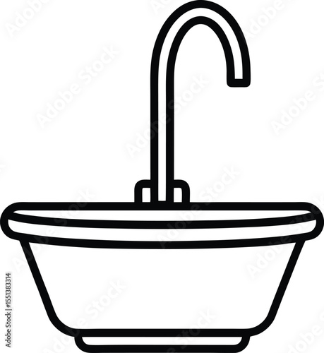 kitchen sink icon line art vector illustration on transparent background