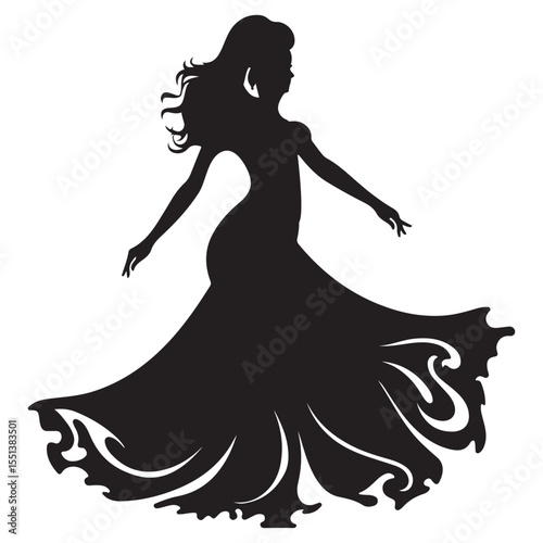 Belly Dance Silhouette Clipart, Dance Movement