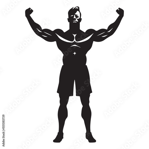 Body Builder Show Off Silhouette, Strong Man