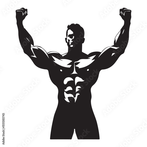 Body Builder Show Off Silhouette, Gym Workout