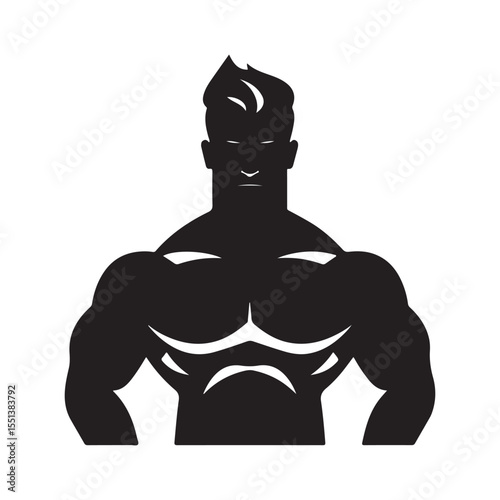 Body Builder Show Off Silhouette, Fitness Model