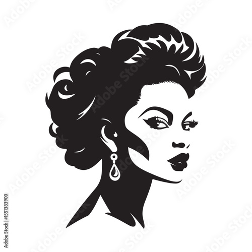 Diva Head Silhouette Clipart, Beauty Fashion