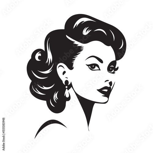 Diva Head Silhouette Clipart, Woman Face