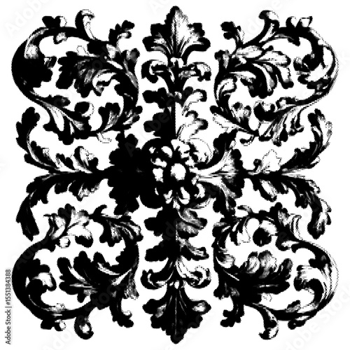 Classically styled ornamental floral frame. With halftone effect