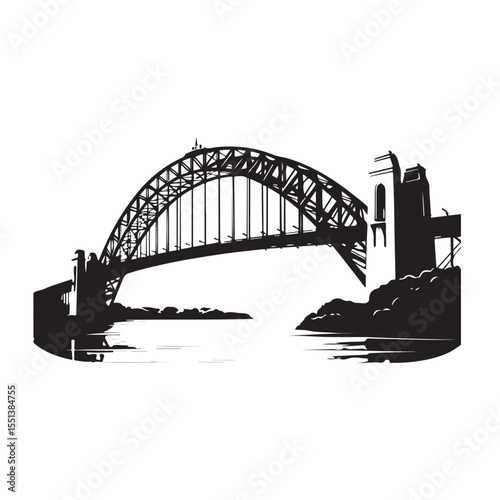 Australia Harbor Bridge Silhouette, Sydney Landmark