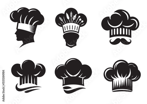 Chef hat Silhouette Vector Set