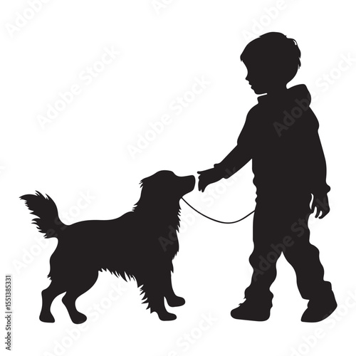 Boy and dog dancing, happy moment