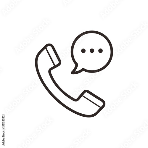 Phone Call and Messaging Icon – Black and White Communication Symbol with Speech Bubble