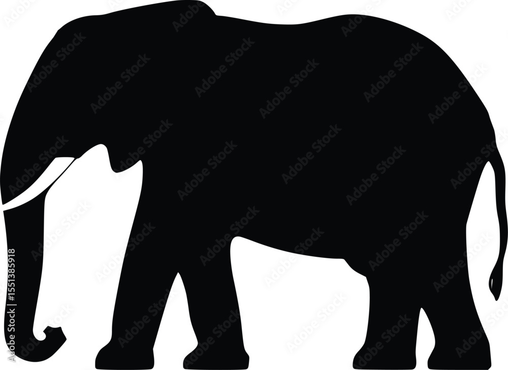 Fototapeta premium African elephant silhouette, editable vector illustration, isolated on white