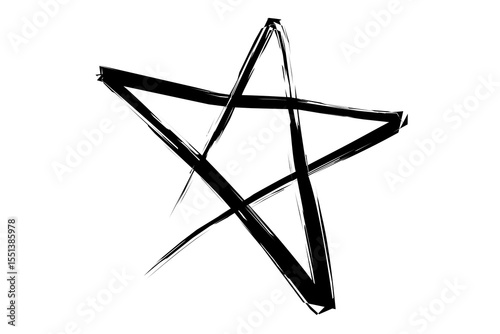 Star doodle black color hand drawn sketch