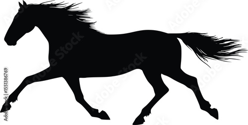 Running horse silhouette, editable vector illustration, isolated on white