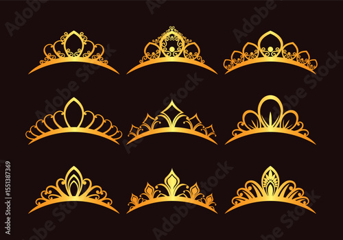Elegant collection of ornate princess tiaras and crowns perfect for royal celebrations and fantasy designs