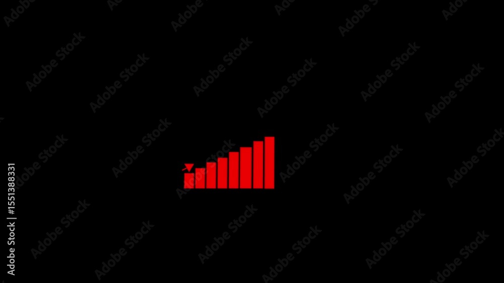 Bar graph on black background.abstrack business graph animation .
Animated business graph chart with upward trend on grid line background