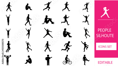 Illustration collection of various people's silhouettes in different activities Vector SVG Ai 
