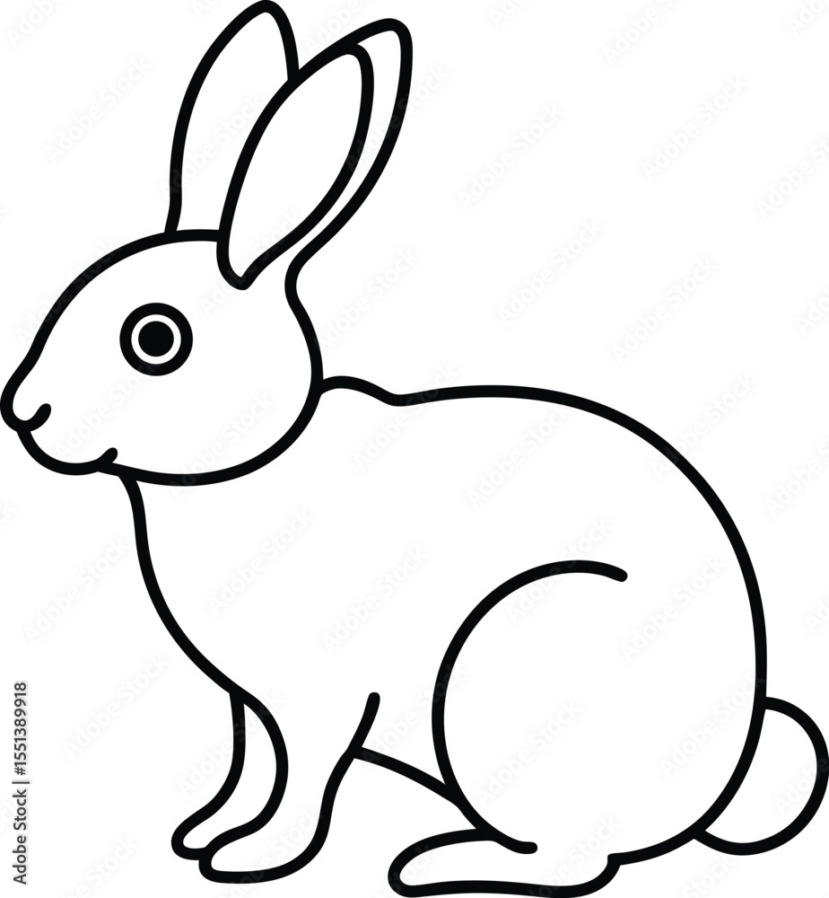 Obraz premium rabbit icon line art vector illustration on transparent background 