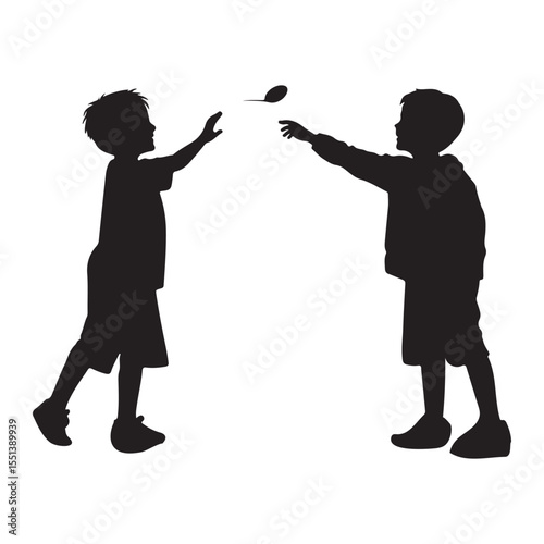 Kids playing with toy silhouette