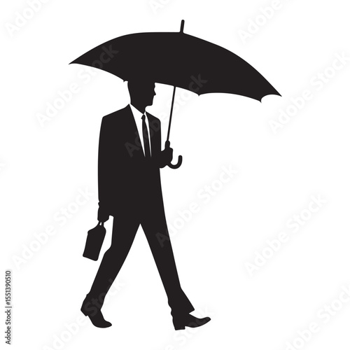 Man with umbrella silhouette